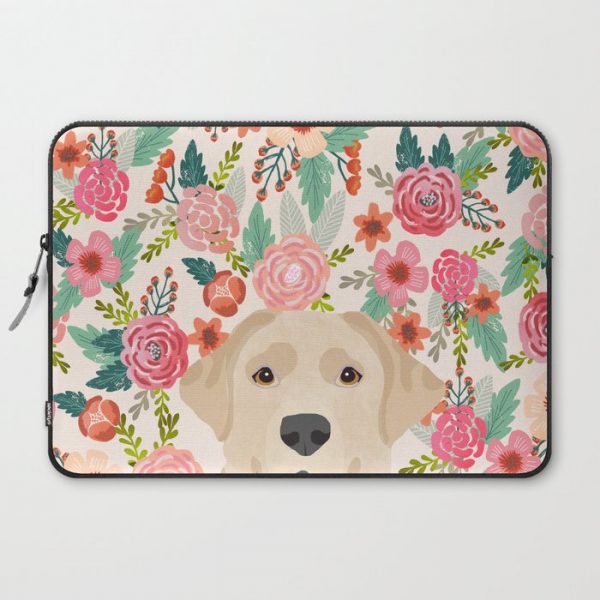 Labrador Retriever yellow lab floral pattern cute florals dog breed pure breed dog lover gifts Computer Cover by labrador life - Laptop Sleeve - 15"