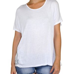 Lace Casual H-line Paneled Short Sleeve T-Shirt