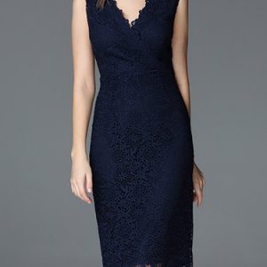 Lace Pierced Sleeveless Elegant Midi Dress