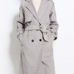 Lapel Cotton-blend Long Sleeve Trench Coat