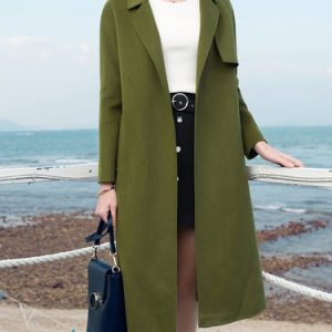 Lapel Long Sleeve H-line Plain Simple Coat