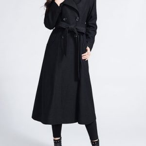 Lapel Plain Work Long Sleeve Pockets Coat