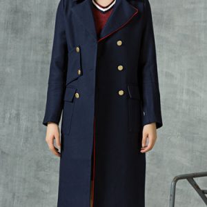 Lapel Pockets Wool Blend Long Sleeve Coat