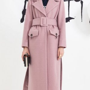 Lapel Simple H-line Slit Coat with Belt