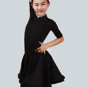 Latin Dance Costume Dresses Kids Half Sleeve Peachpuff Ballroom Dancing Dress For Girls