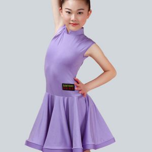 Latin Dance Costume Dresses Kids Lilac Little Girls Ballroom Dance Dress