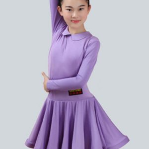 Latin Dance Costume Kids Long Sleeve Mint Green Ballroom Dance Dresses For Girls