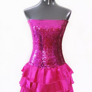 Latin Dance Costume Women Chiffon Tiered Glitter Latin Dancing Dresses