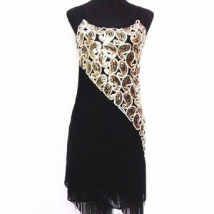 Latin Dance Costume Women Tassels Tiered Glitter Latin Dancing Dress