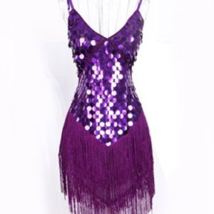 Latin Dance Costume Women's Sequined Fringe Dress