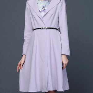 Lavender A-line Elegant Lapel Coat