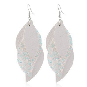 Layered Faux Leather Sequin Detail Earrings for Women - One Size