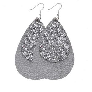 Layered Sequin Detail Light Grey Earring Set - One Size