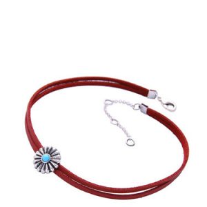 Leather Synthetic Materials Flower Choker