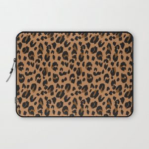 Leopard - Black Brown on Tan Computer Cover by Crystal W Design - Laptop Sleeve - 13"