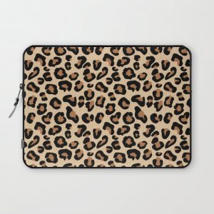 Leopard Print, Black, Brown, Rust and Tan Computer Cover by mm gladden - Laptop Sleeve - 13"