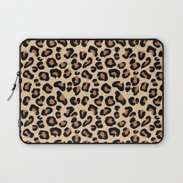 Leopard Print, Black, Brown, Rust and Tan Computer Cover by mm gladden - Laptop Sleeve - 13"