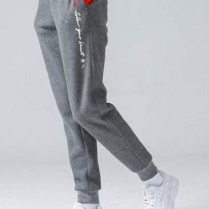 Letter Pockets Cotton-blend Casual Track Pants