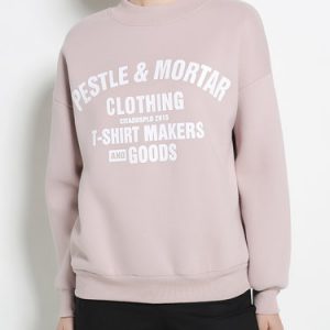 Letter Printed Basic Long Sleeve Cotton Sweatshirt