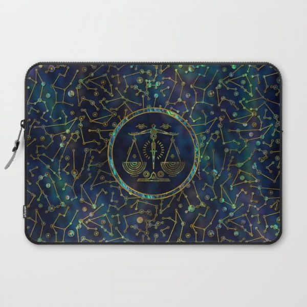 Libra Zodiac Gold Abalone on Constellation Computer Cover by Creativemotions - Laptop Sleeve - 15"