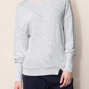 Light Gray Crew Neck Casual Checkered/Plaid H-line T-Shirt