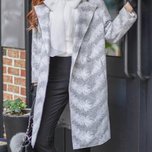 Light Gray Feather Elegant Coat