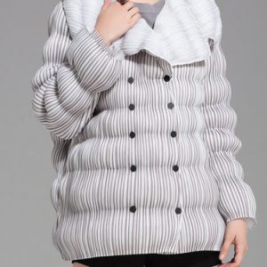 Light Gray H-line Pleated Long Sleeve Coat