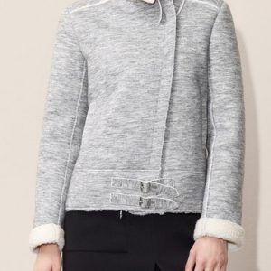 Light Gray H-line Turtleneck Casual Paneled Coat