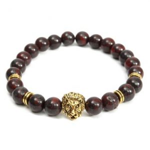 Lion Head Bronzite Beads Elastic Bracelet