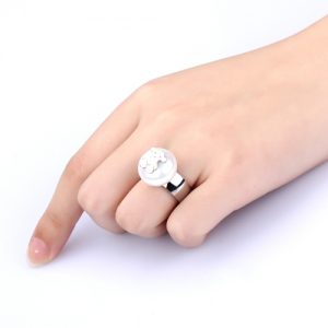 Little Bear Ring Vacuum Plating Artificial Pearl Titanium Steel Fashionable Women Jewelry Decorations