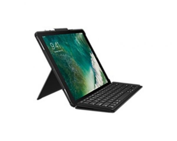 Logitech Slim Combo Keyboard/Cover Case (Folio) for 10.5" Apple iPad Pro Tablet - Black - Spill Resistant - 10.2" Height x 7.2" Width x 1.1" Depth