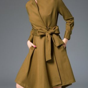 Long Sleeve Asymmetrical Casual Cotton-blend Solid Coat