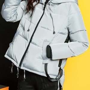 Long Sleeve Casual High Low Hoodie Down Coat