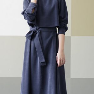 Long Sleeve Casual Rayon Midi Dress