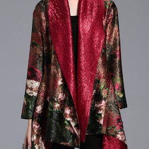 Long Sleeve Floral Printed Vintage Poncho And Cape