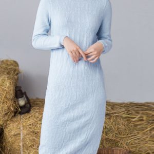 Long Sleeve Knitted Simple Midi Dress