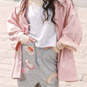 Long Sleeve Pockets Floral Print Casual Coat