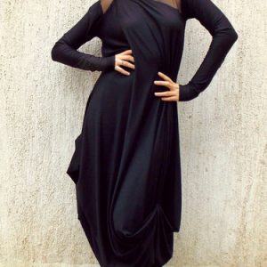 Long Sleeve Statement Paneled Maxi Dress