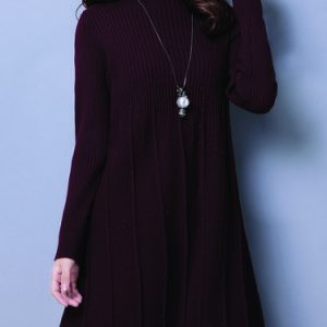 Long Sleeve Turtleneck Casual Acrylic Sweater Dress