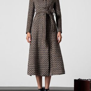 Long Sleeve Work Houndstooth Shift Coat