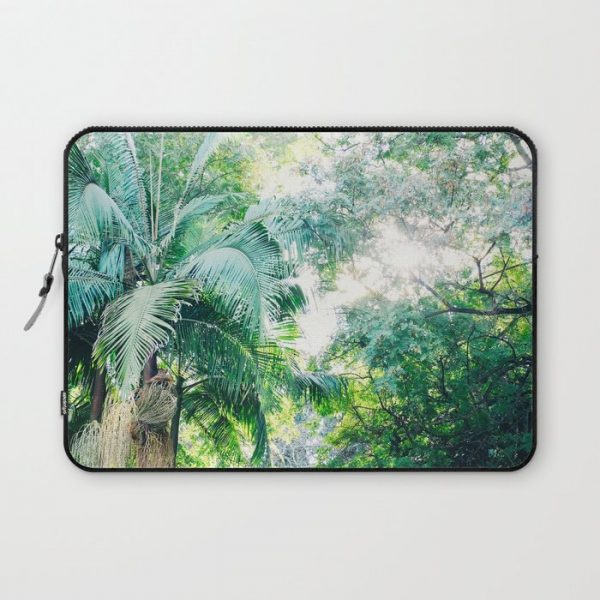 Lost in the jungle bright green tropical palm tree forest photography Computer Cover by Audrey Chenal - Laptop Sleeve - 13"