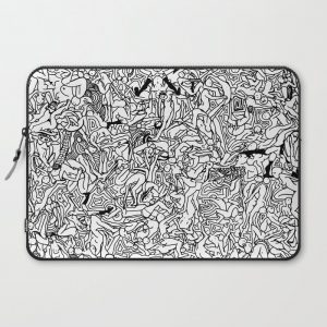 Lots of Bodies Doodle in Black and White Computer Cover by wonton doodles - Laptop Sleeve - 15"