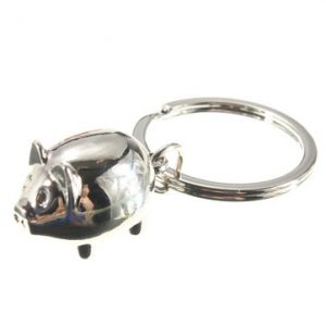 Lovely Silver Pig Charm Alloy Keychain