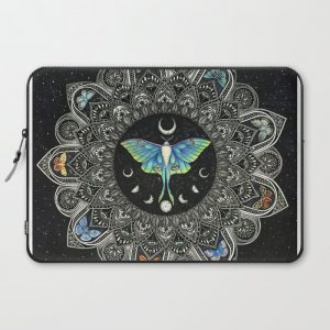 Lunar Moth Mandala with Background Computer Cover by BriLazar - Laptop Sleeve - 15"