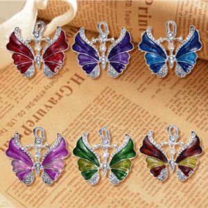 Luxury Elegant White Gold Electroplated Butterfly Pendant Chain Necklace