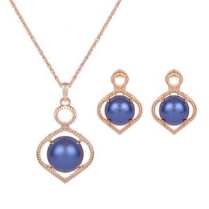 Luxury Jewelry Set Gold Plated Pearl Earrings Necklace Set