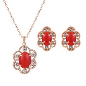 Luxury Jewelry Set Rhinestone Resin Flower Earrings Necklace Set