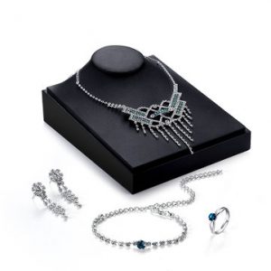 Luxury Jewelry Set Silver Full Zircon Necklace Ring Set