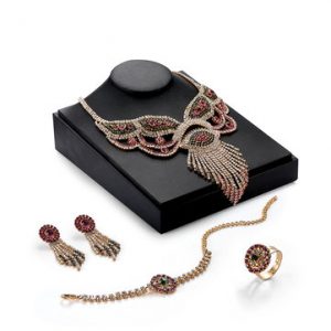 Luxury Jewelry Set Tassel Full Zircon Earrings Necklace Set