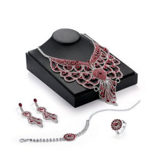 Luxury Jewelry Set Tassel Red Zircon Bracelet Ring Set